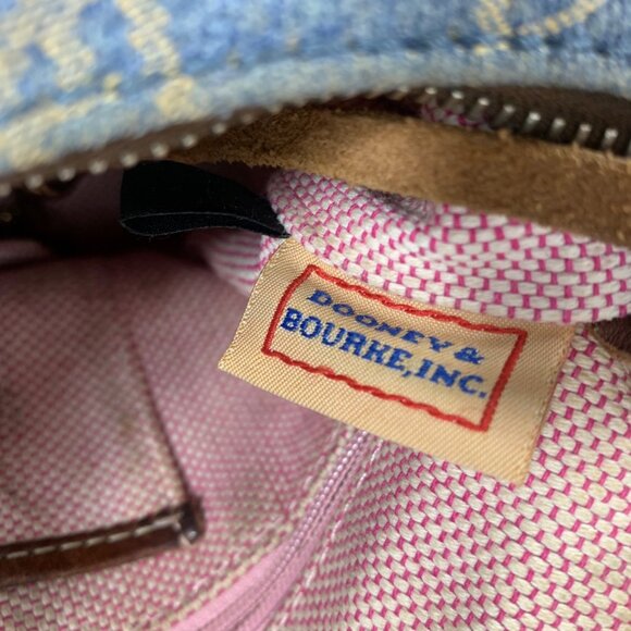 Dooney Bourke Blue Denim Jeans DB Logo Brown Leather Mini Hobo Bag Vintage Y2K - Picture 16 of 16